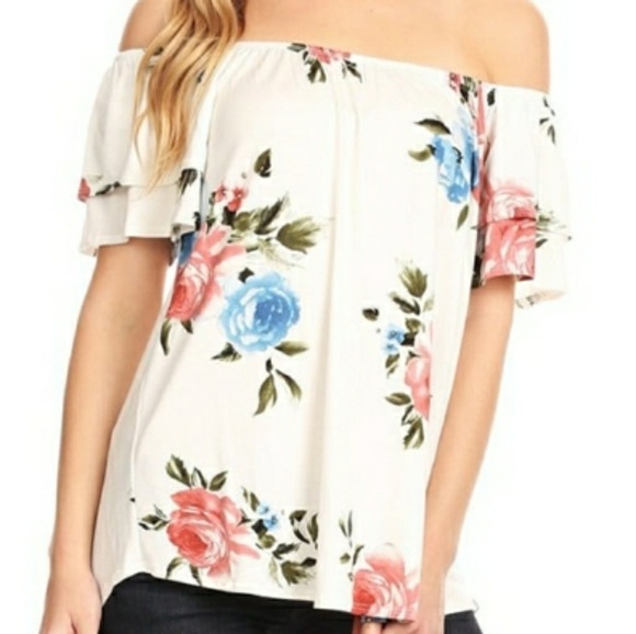 2for$20❤️🔥⚡️Floral Off The Shoulder Tunic Sale(3 left)✨💥 - Picture 2 of 5